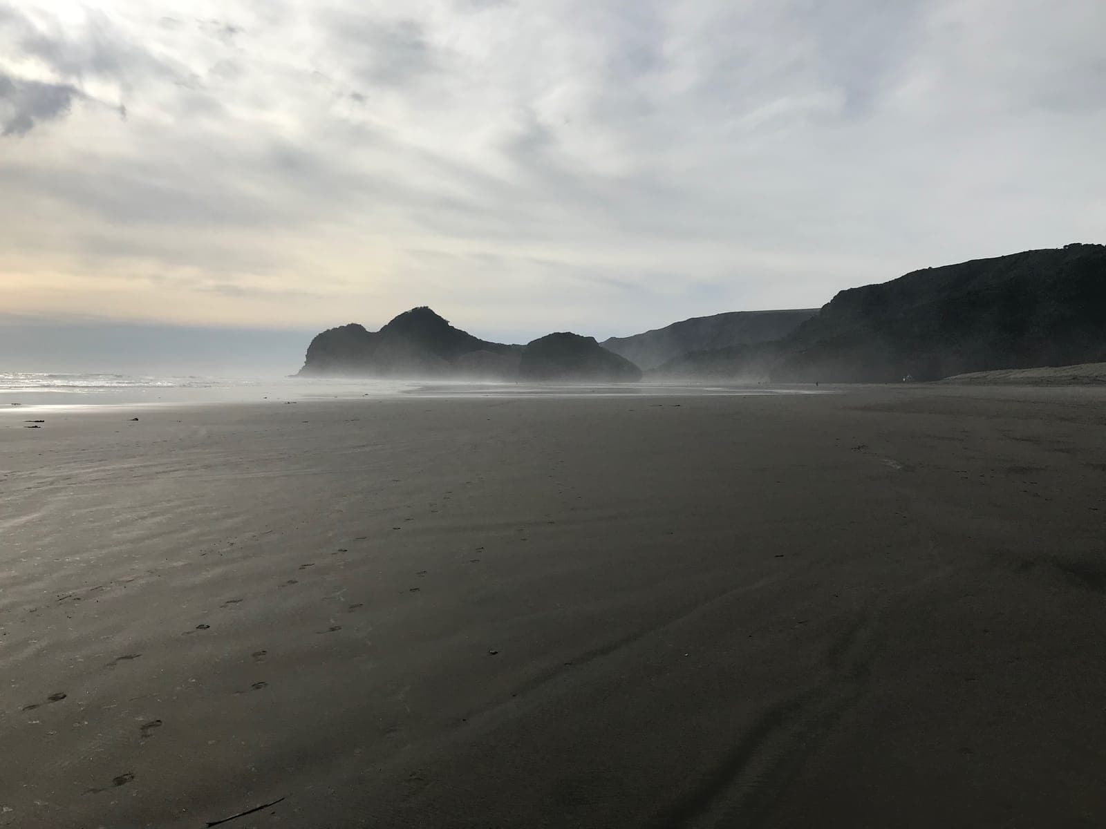 The black-sand beach and dunes at Bethells Beach (Te Henga)